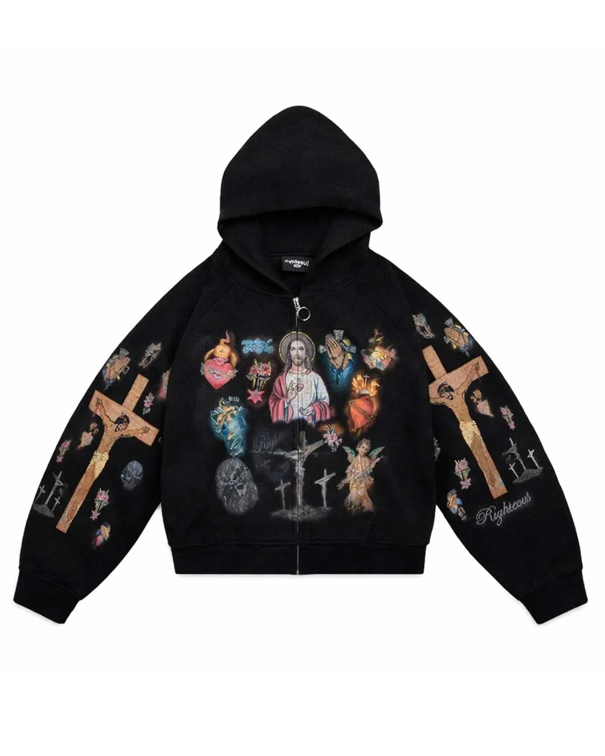 Righteous-Ultimate-Sacrifice-Thermal-Zip-Up-Hoodie-Black-front-12.webp We Are Righteous Blessed Hoodie - Image 1